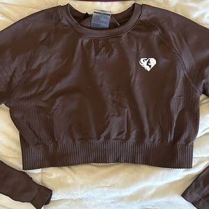Women’s Best Brown Power Seamless long sleeve crop Top